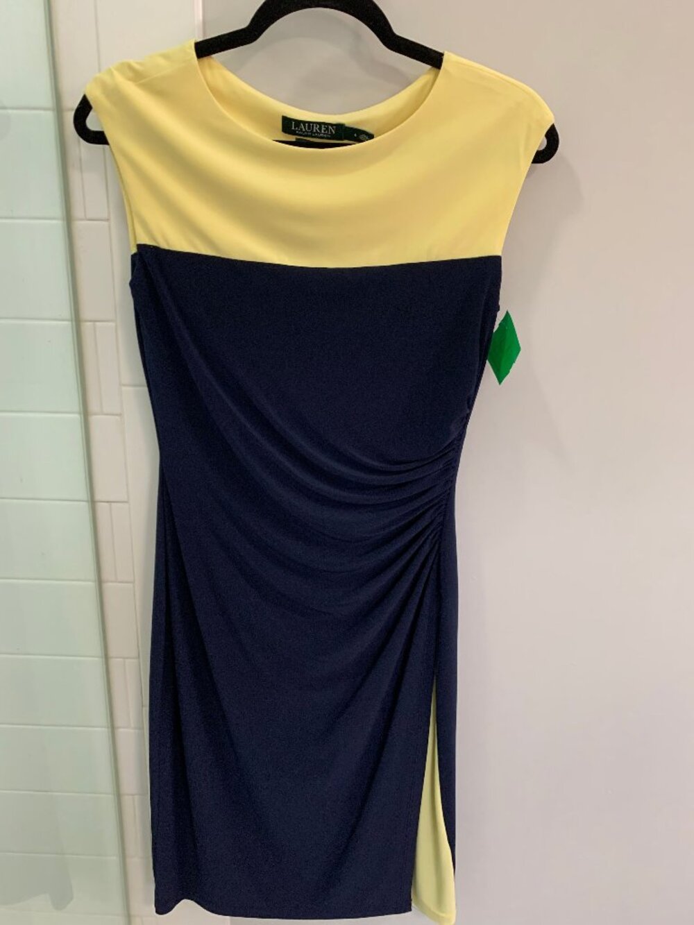 Ralph Lauren Navy Blue/ yellow Sleeveless Woman Dress SZ 4